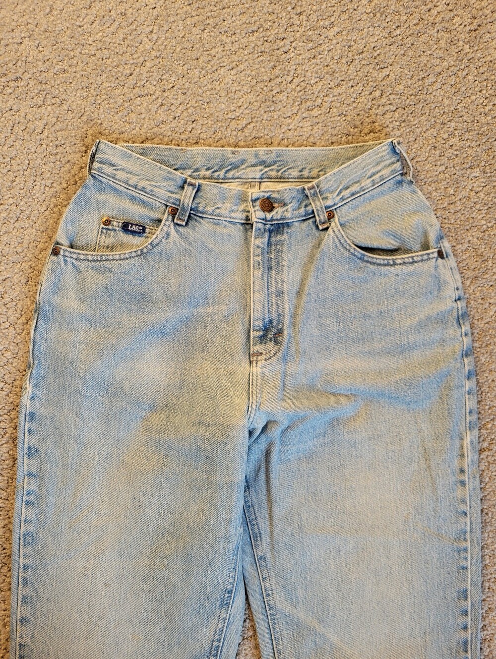 Vintage Lee Original Jeans Light Wash High Rise Straight Leg Denim Womens ~10 - Picture 10 of 15